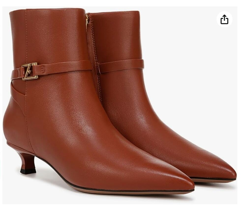 Franco Sarto Marnie Booties Acorn Brown Leather Size 9 NIB Chic Buckle Detail
